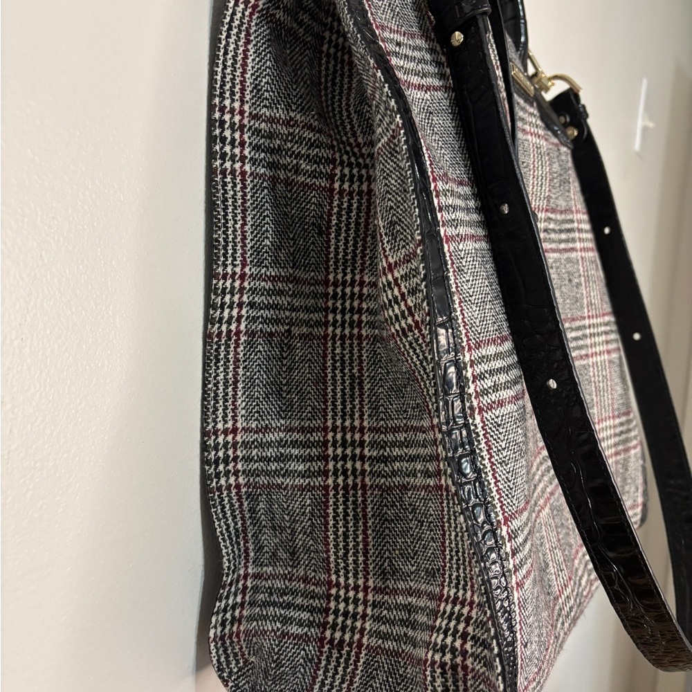 Brahmin Monique Multi Highland Genuine Leather Wool Plaid Tote - Picture 5 of 11